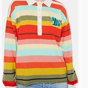 MOTHER Colorful Striped Polo Shirt